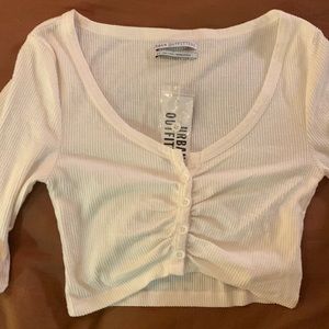 Urban Outfitters long sleeve button up crop top